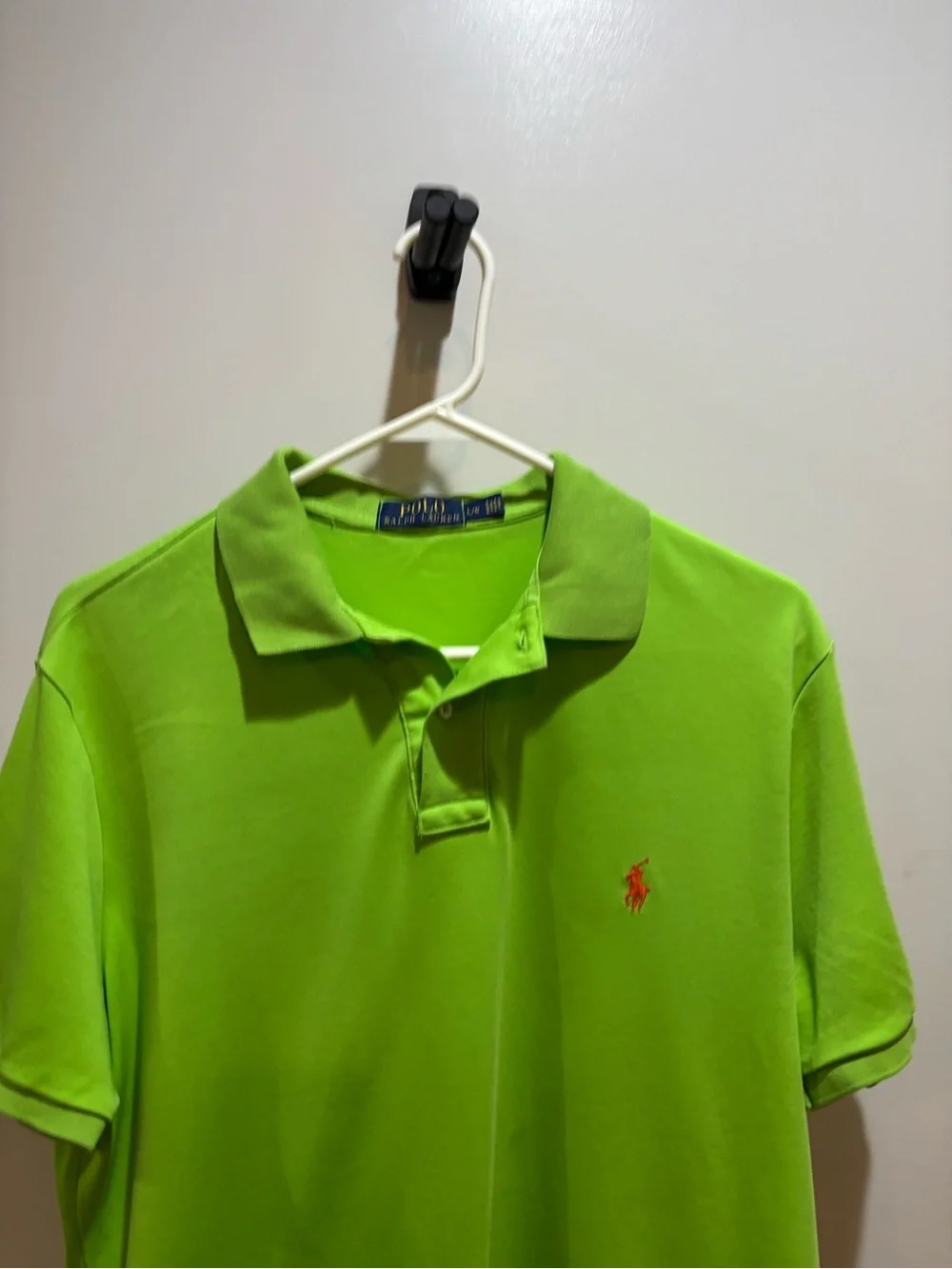 Polo by Ralph Lauren Men’s Bright Lime Green Polo with Red Pony